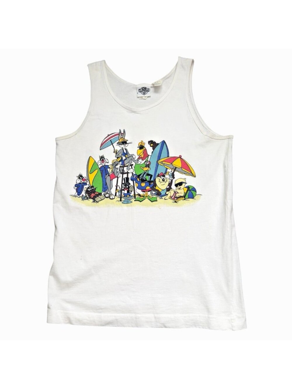 Vintage 1991 Acme Clothing Looney Tunes Bugs Bunny & Friends Beach Tank Top Sz S
